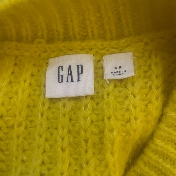 GAP Brushed Wool-Blend Pointelle Crewneck Knit Sweater Size S in Yellow - Picture 6 of 8